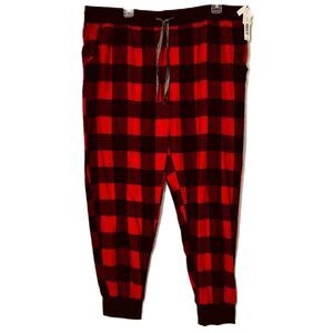 J + G Pajama Pants Women XL Red Black Buffalo Check Plaid Portuguese Flannel NWT